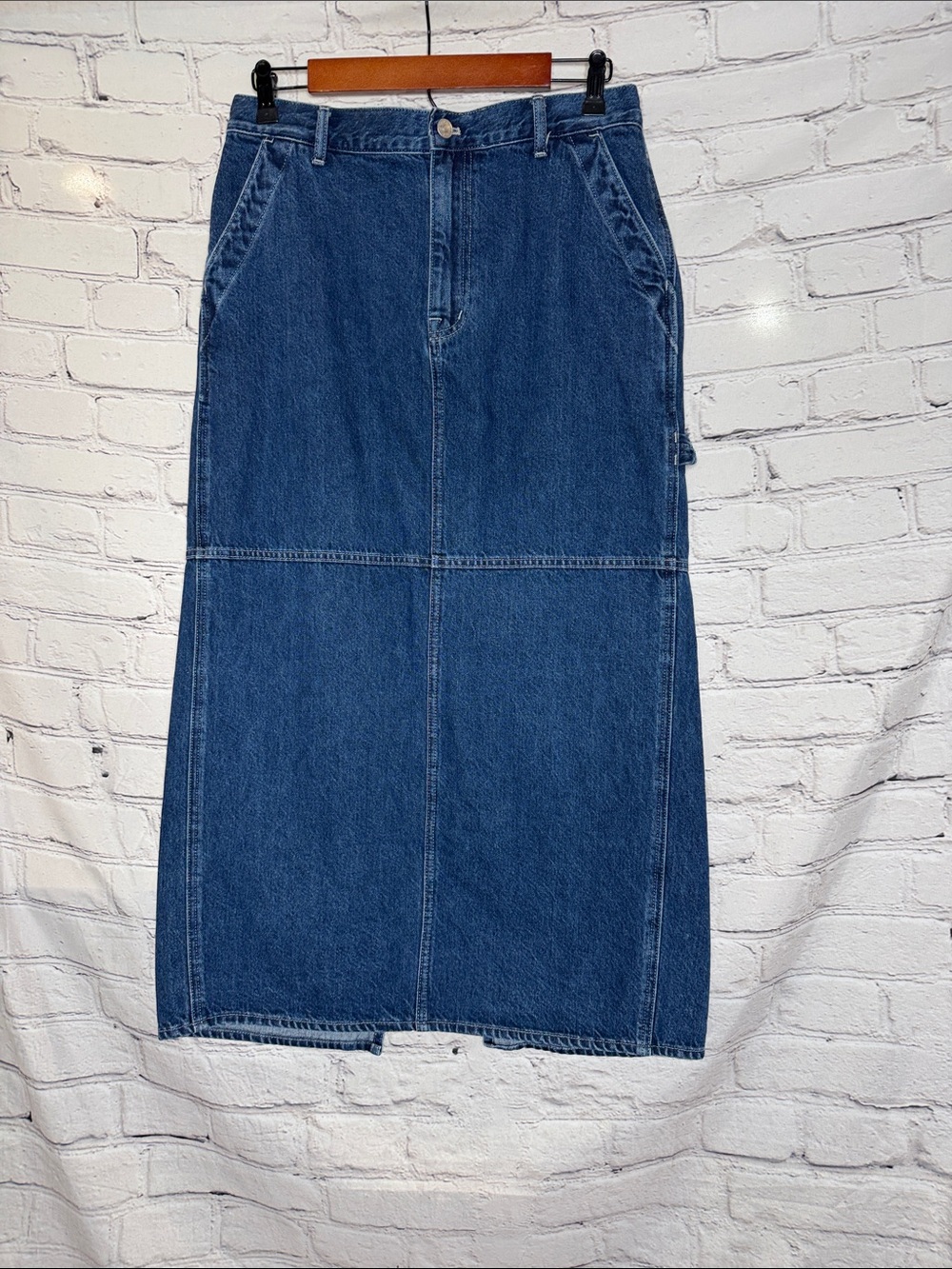 Madewell Classic Blue Denim Midi Skirt Size 29 Excellent Condition